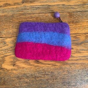 Rising Tide-100% Wool Zipper Pouch w/cotton lining-Made in Nepal-Handmade